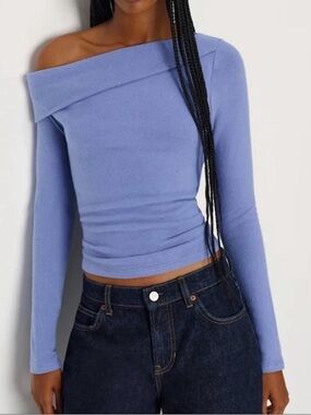 Reformation Ribbed Knit Top — Dusty Blue